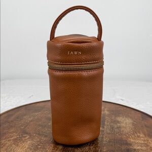 Fawn Design Baby Bottle Bag Brown Insulated Food Safe Pebble Faux Leather